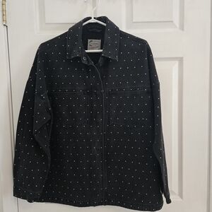Diamond Studded Black Denim Jacket